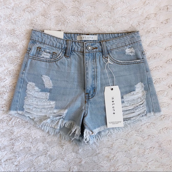 NWT Light Wash High Waist Cutoff Jean Shorts - Picture 1 of 8